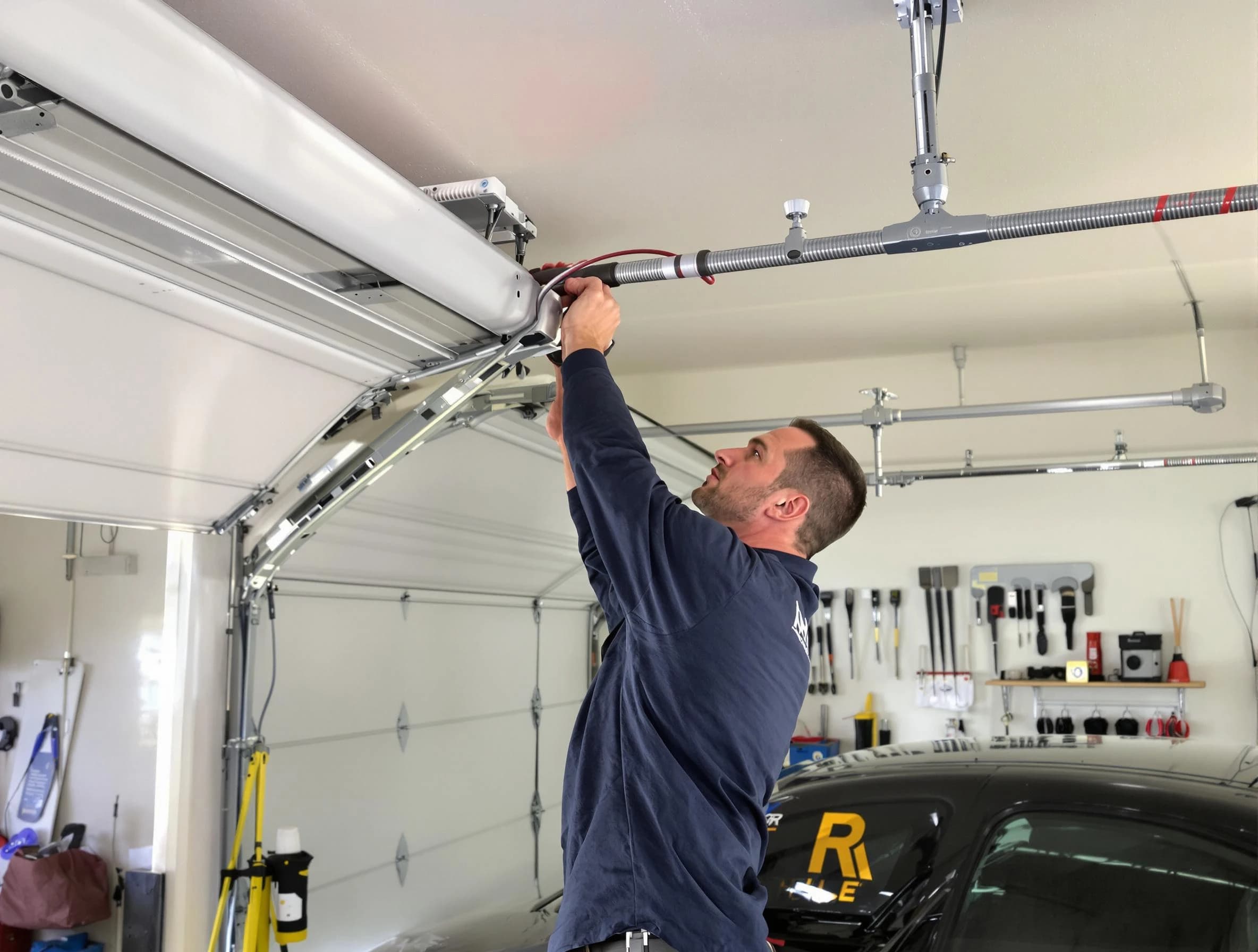 Blanchard Garage Door Repair technician performing garage door cable repair in Blanchard