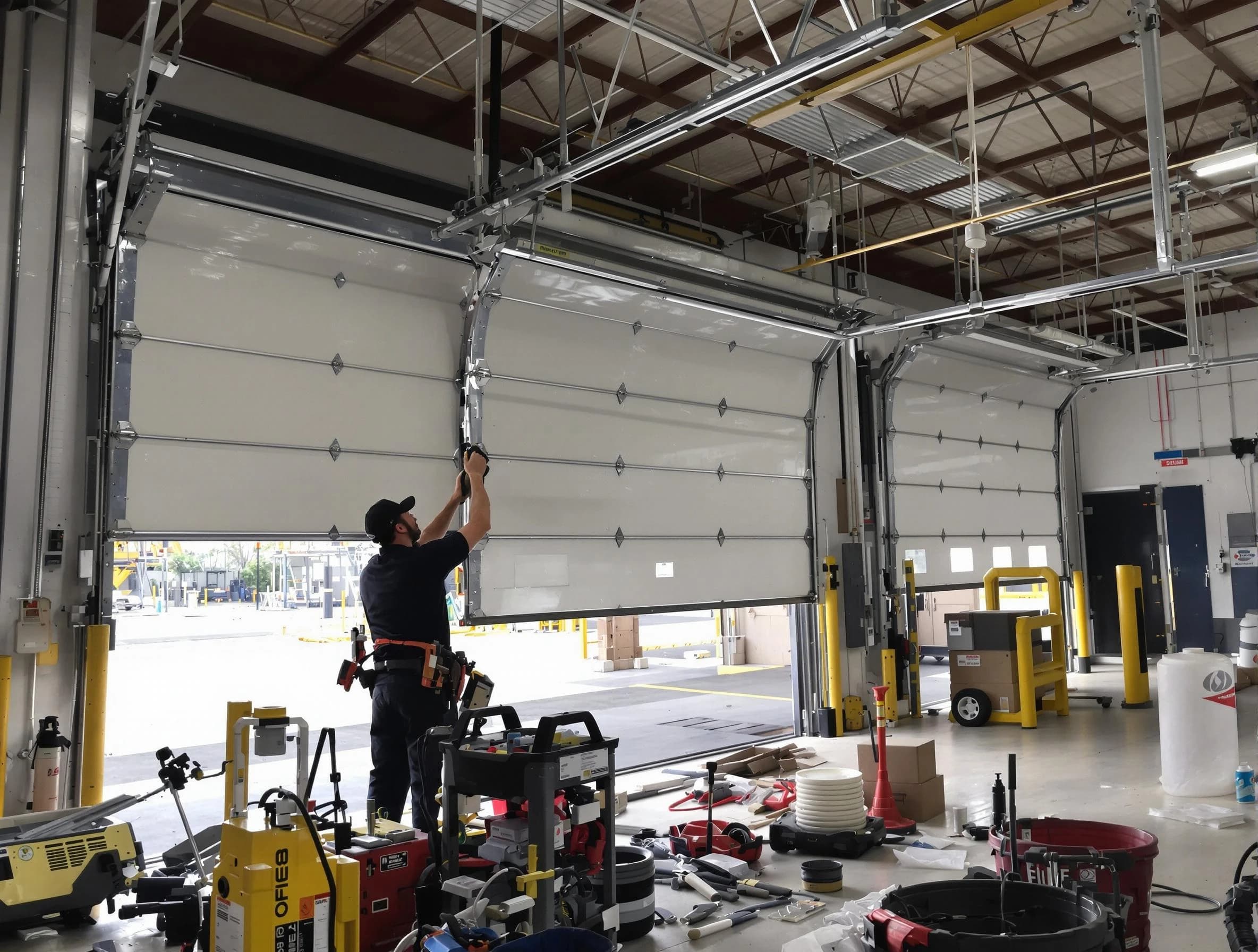 Blanchard Garage Door Repair technician performing commercial garage door repair in Blanchard