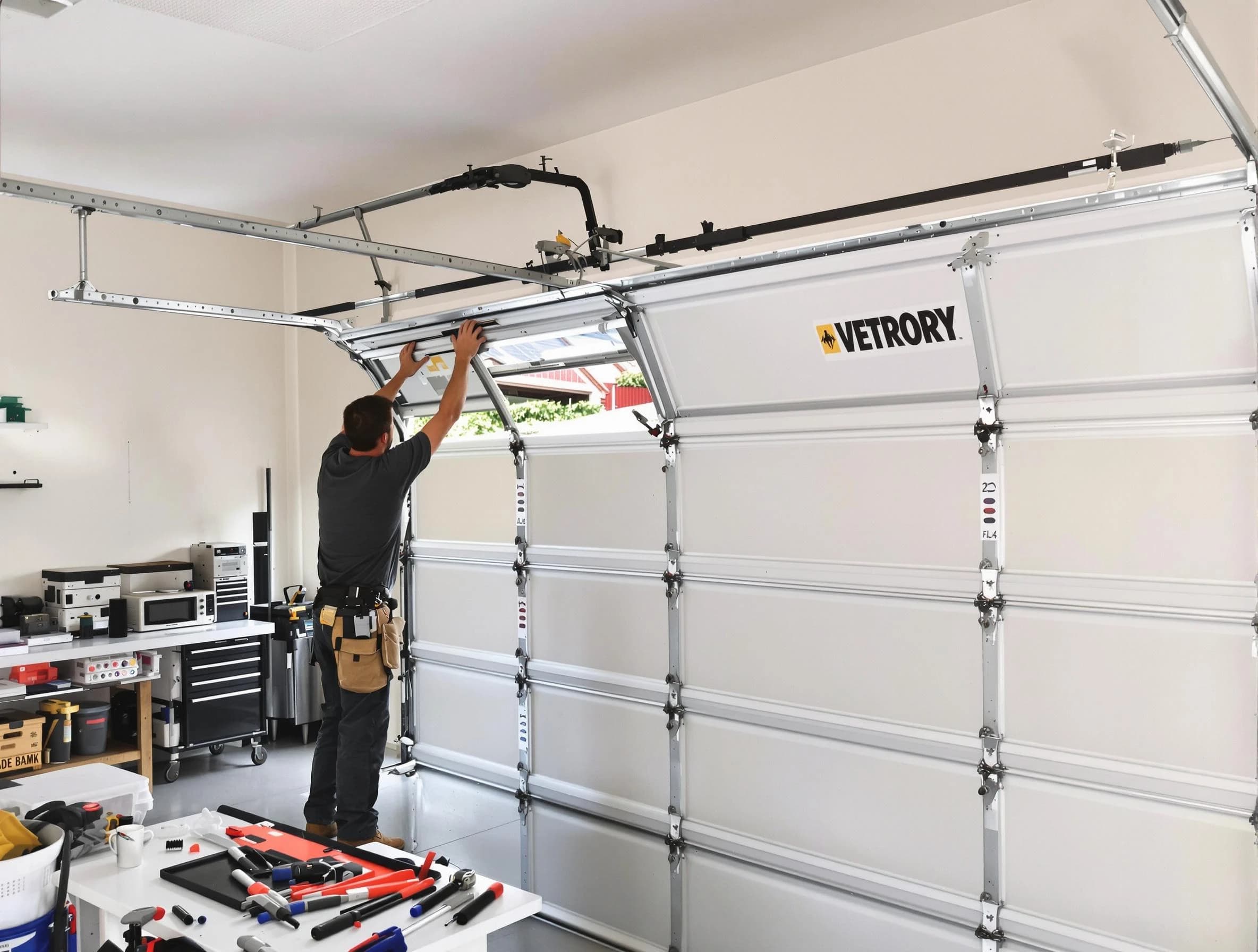 Blanchard Garage Door Repair technician performing section replacement in Blanchard