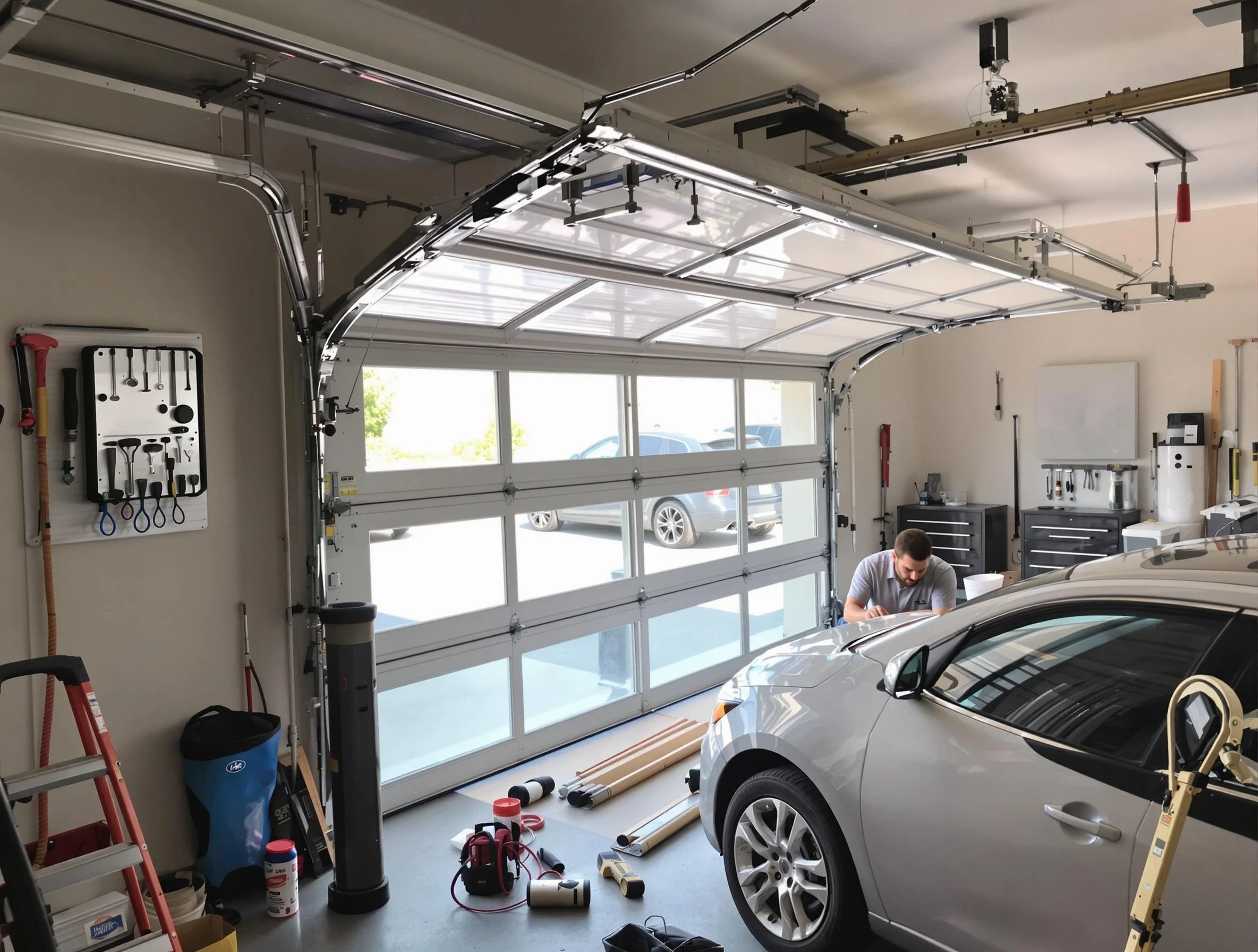 Garage door noise reduction service by Blanchard Garage Door Repair in Blanchard